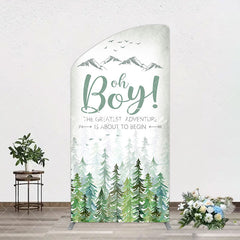 Aperturee - Aperturee Oh Boy Wild Forest Mountain Baby Shower Arch Backdrop