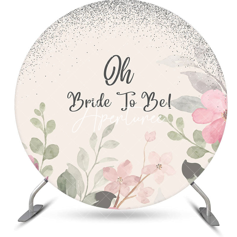 Aperturee - Aperturee Oh Bride To Be Leaves Floral Round Wedding Backdrop