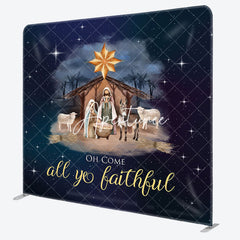 Aperturee - Aperturee Oh Come All Ye Faithful Christmas Pillow Case Backdrop