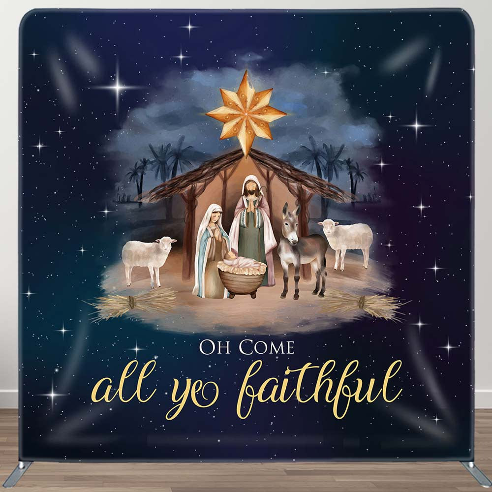 Aperturee - Aperturee Oh Come All Ye Faithful Christmas Pillow Case Backdrop