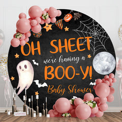 Aperturee - Aperturee Oh Sheet Booy Halloween Round Baby Shower Backdrop