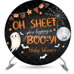 Aperturee - Aperturee Oh Sheet Booy Halloween Round Baby Shower Backdrop