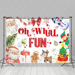 Aperturee - Aperturee Oh What Fun Santa Claus Snowman Christmas Backdrop