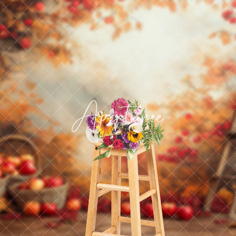 Aperturee - Aperturee Oil Painted Autumn Apple Trees Fruits Photo Backdrop