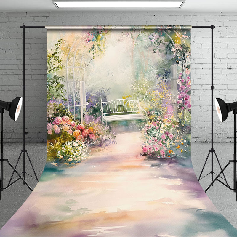 Aperturee - Aperturee Oil Painted Rainbow Garden Floral Spring Backdrop