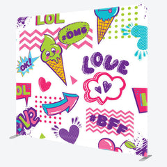 Aperturee - Aperturee Omg Love Icecream Heart Fabric Valentines Day Backdrop