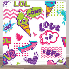 Aperturee - Aperturee Omg Love Icecream Heart Fabric Valentines Day Backdrop