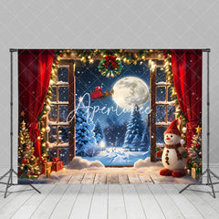 Aperturee - Aperturee Open Door Snowy Forest Santa Christmas Vibe Backdrop