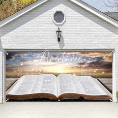 Aperturee - Aperturee Opening Book Plank Sunset Sky Garage Door Banner