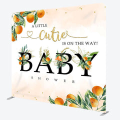 Aperturee - Aperturee Orange And Leaves Fabric Backdrop Cover for Baby Shower