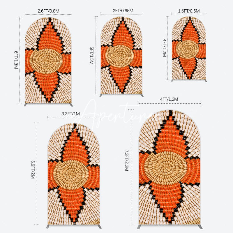 Aperturee - Aperturee Orange Brown Knitting Pattern Ethiopian Arch Backdrop