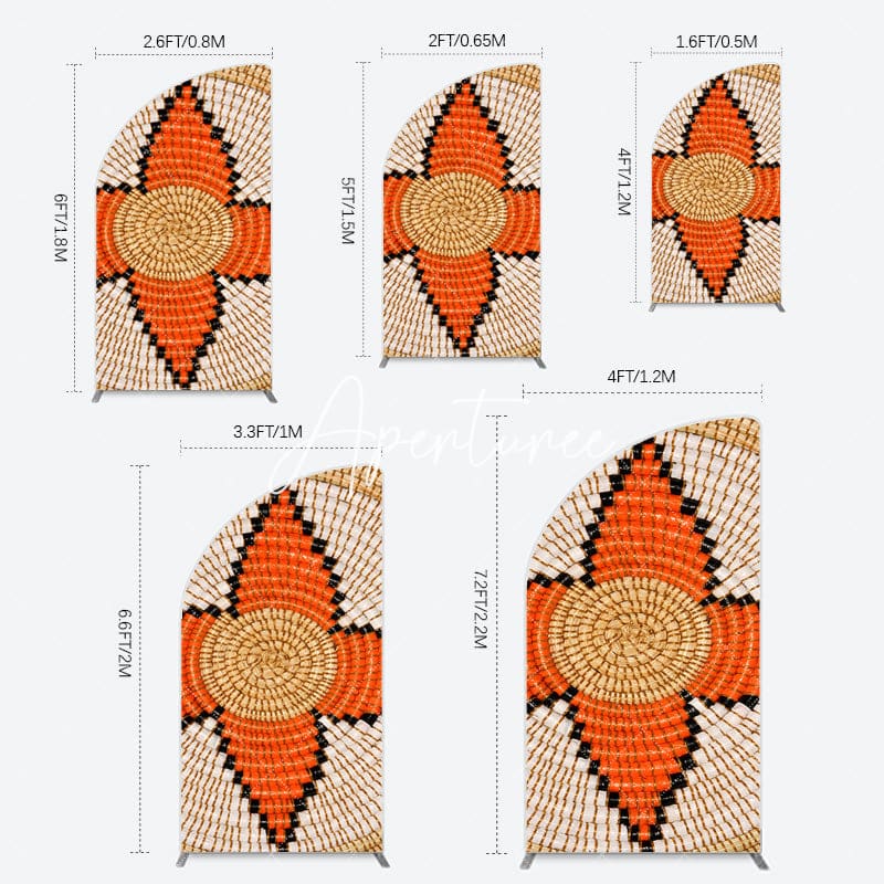 Aperturee - Aperturee Orange Brown Knitting Pattern Ethiopian Half Moon Arch Backdrop