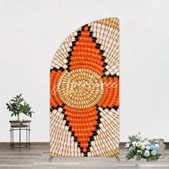 Aperturee - Aperturee Orange Brown Knitting Pattern Ethiopian Half Moon Arch Backdrop