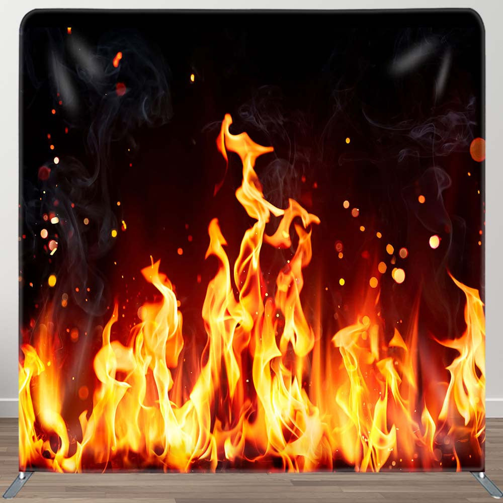 Aperturee - Aperturee Orange Flames Sparkles Stretch Fabric Backdrop