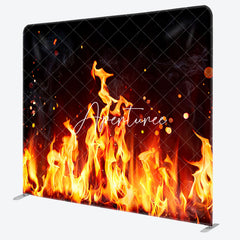 Aperturee - Aperturee Orange Flames Sparkles Stretch Fabric Backdrop