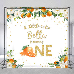 Aperturee - Aperturee Orange Floral Little Cutie Custom Birthday Backdrop