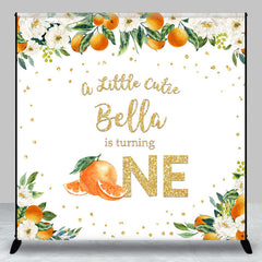 Aperturee - Aperturee Orange Floral Little Cutie Custom Birthday Backdrop