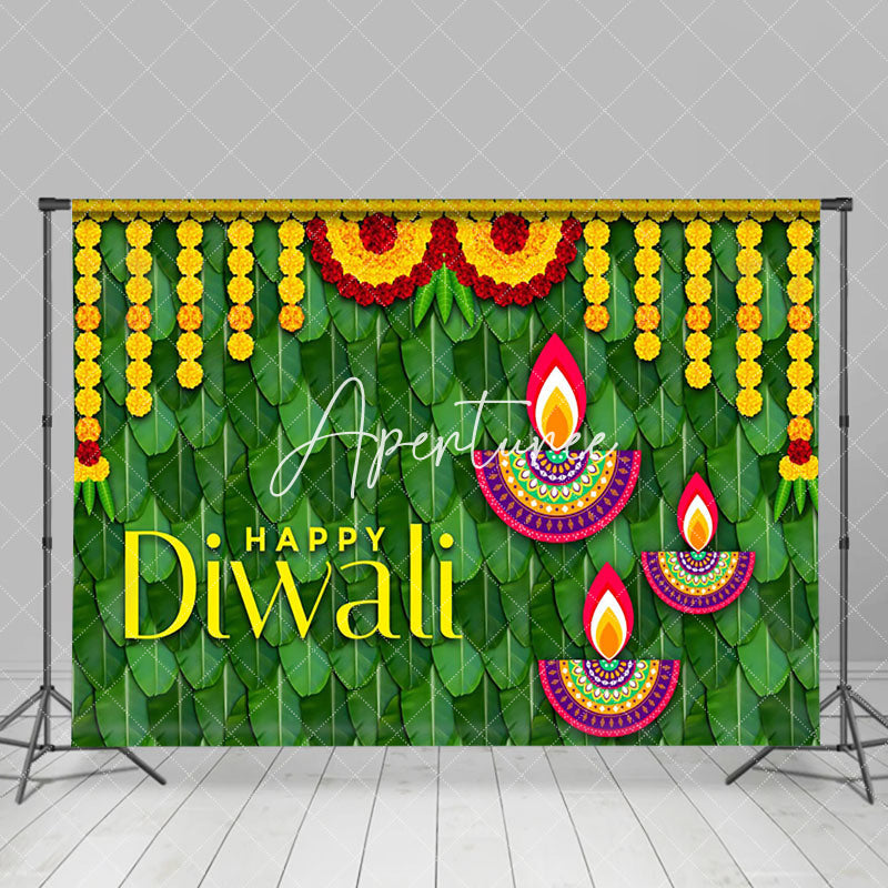 Aperturee - Aperturee Orange Flower Purple Noble Ganesha Diwali Backdrop