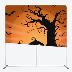 Aperturee - Aperturee Orange Sunset Dead Tree Pumpkins Halloween Backdrop