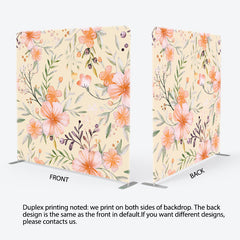 Aperturee - Aperturee Orange Tint Flowers Beige Fabric Spring Backdrop Cover