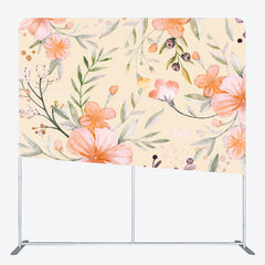 Aperturee - Aperturee Orange Tint Flowers Beige Fabric Spring Backdrop Cover