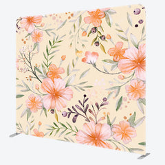 Aperturee - Aperturee Orange Tint Flowers Beige Fabric Spring Backdrop Cover