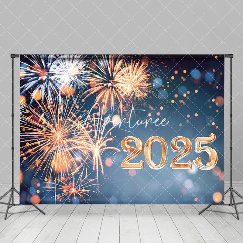 Aperturee - Aperturee Orange White Sparks Bokeh 2025 New Year Backdrop