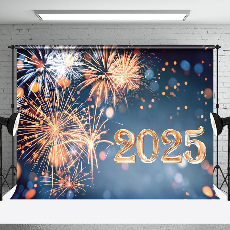 Aperturee - Aperturee Orange White Sparks Bokeh 2025 New Year Backdrop