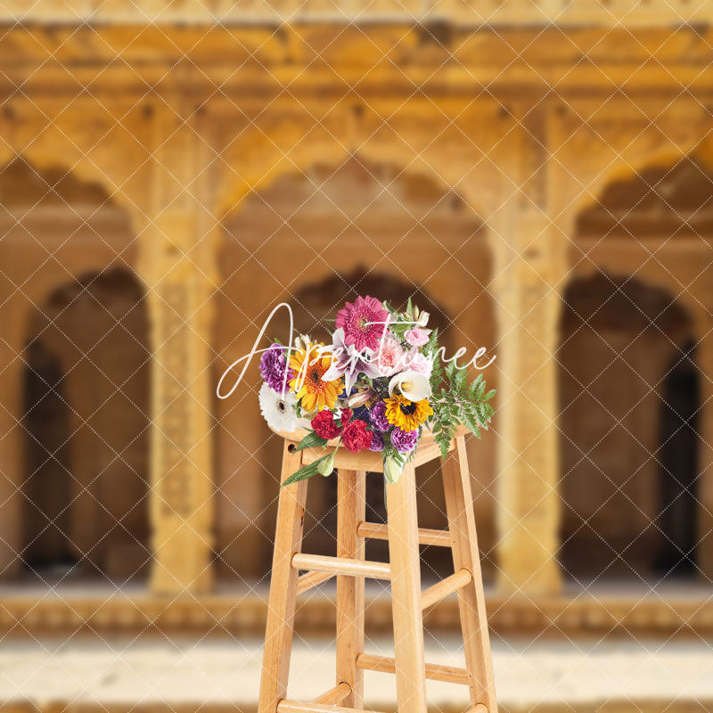 Aperturee - Aperturee Ornate Palace Courtyard Stone Arches Photo Backdrop