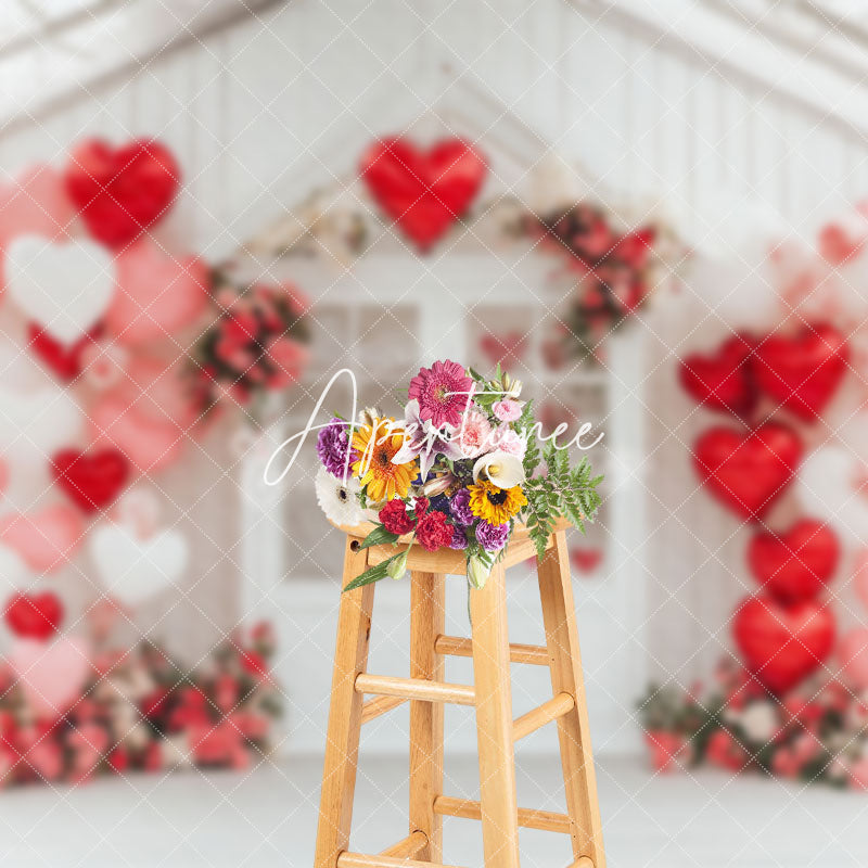 Aperturee - Aperturee Outdoor White Romantic House Balloon Floral Backdrop