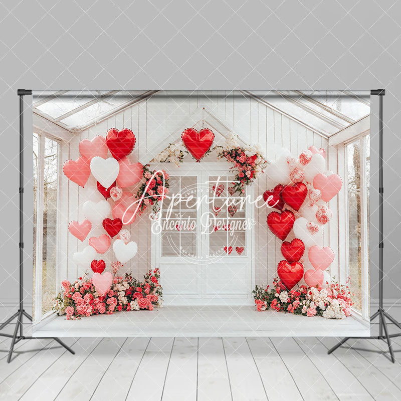 Aperturee - Aperturee Outdoor White Romantic House Balloon Floral Backdrop