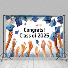 Aperturee - Aperturee Painted Blue Cap Congrats Class of 2025 Grad Backdrop