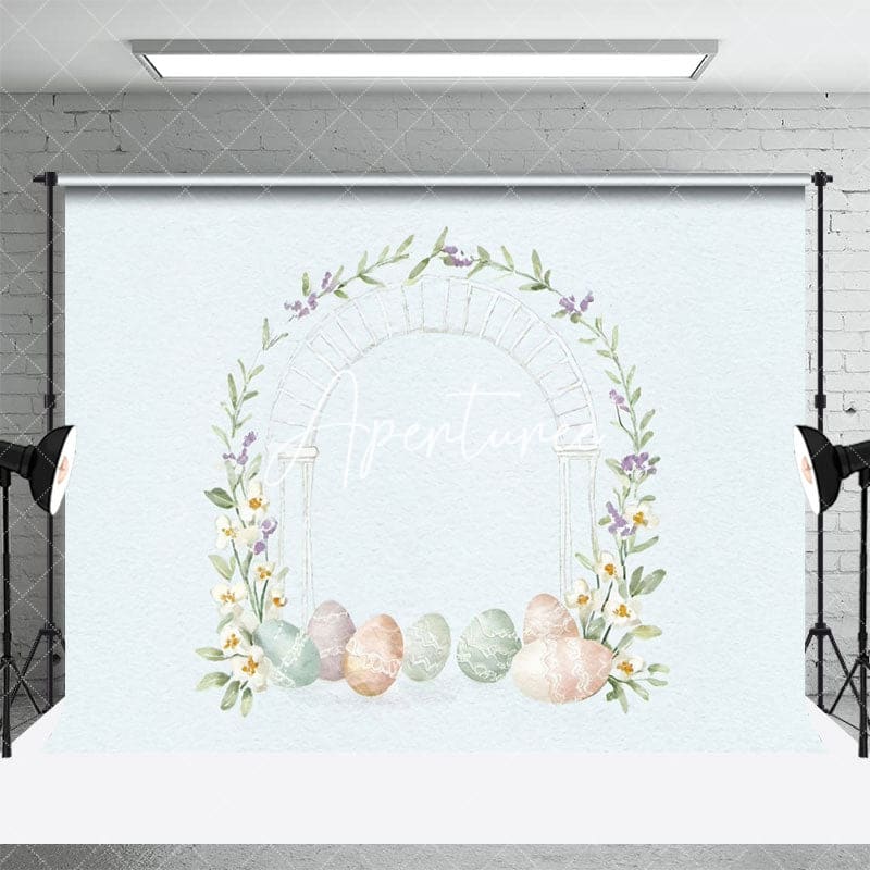 Aperturee - Aperturee Painted Colored Eggs Plant Floral Arch Easter Backdrop