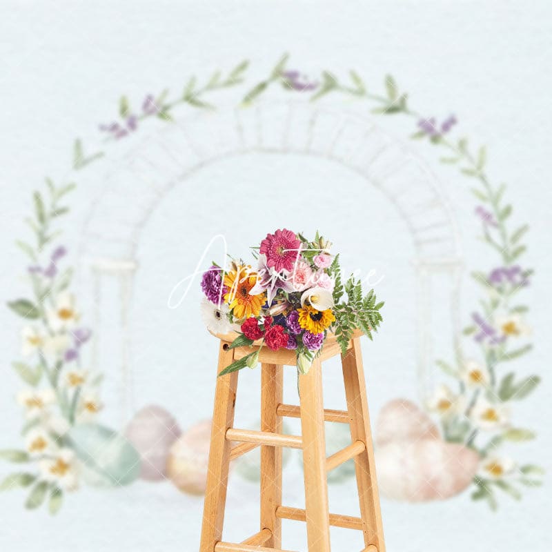 Aperturee - Aperturee Painted Colored Eggs Plant Floral Arch Easter Backdrop