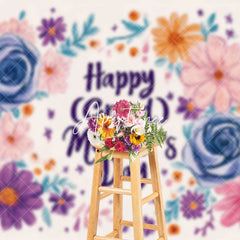 Aperturee - Aperturee Painted Colored Floral Happy Mothers Day Backdrop