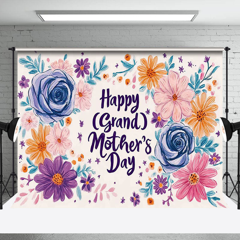 Aperturee - Aperturee Painted Colored Floral Happy Mothers Day Backdrop