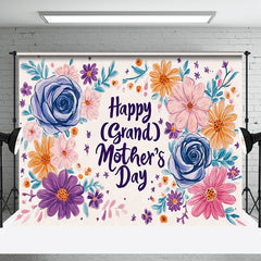 Aperturee - Aperturee Painted Colored Floral Happy Mothers Day Backdrop