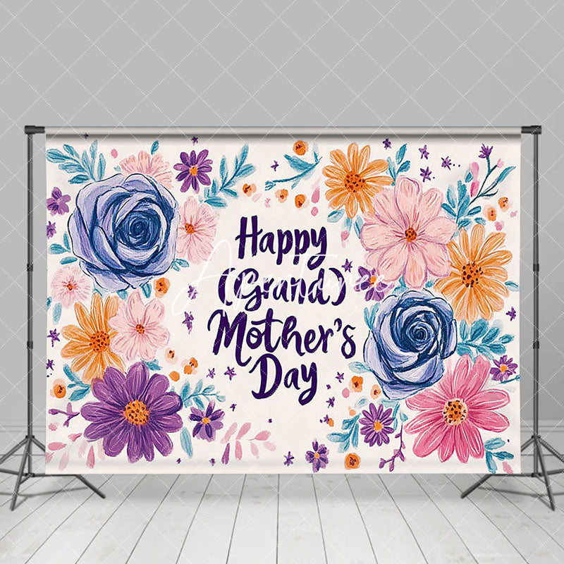 Aperturee - Aperturee Painted Colored Floral Happy Mothers Day Backdrop