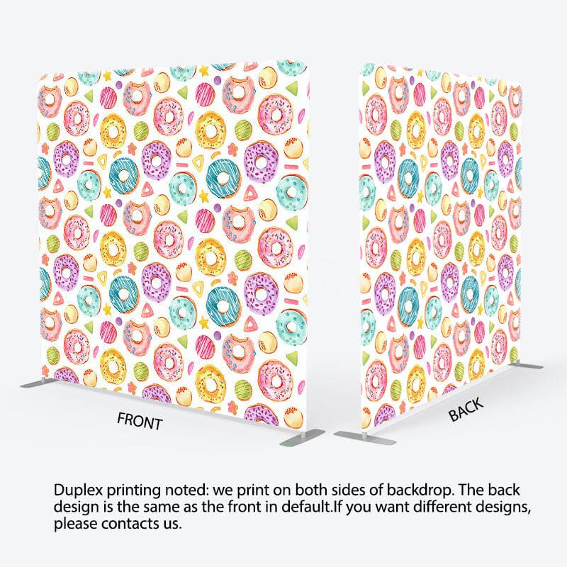 Aperturee - Aperturee Painted Colorful Donuts Birthday Pillow Case Backdrop
