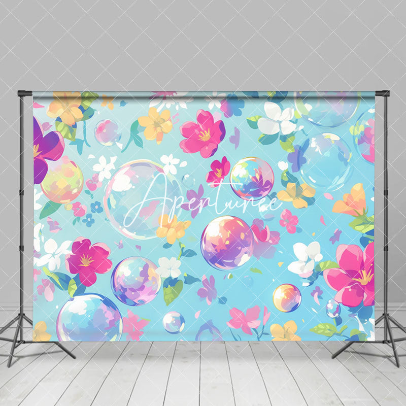 Aperturee - Aperturee Painted Colorful Floral Bubbles Fine Art Backdrop