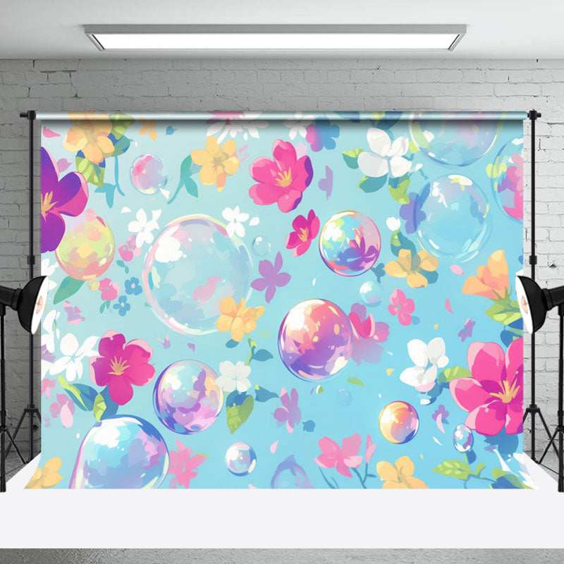 Aperturee - Aperturee Painted Colorful Floral Bubbles Fine Art Backdrop