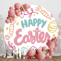 Aperturee - Aperturee Painted Cute Color Eggs Carrot Round Easter Backdrop