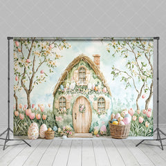 Aperturee - Aperturee Painted Spring Trees Egg Bunny Hutch Easter Backdrop