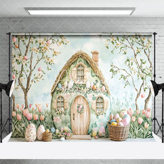 Aperturee - Aperturee Painted Spring Trees Egg Bunny Hutch Easter Backdrop