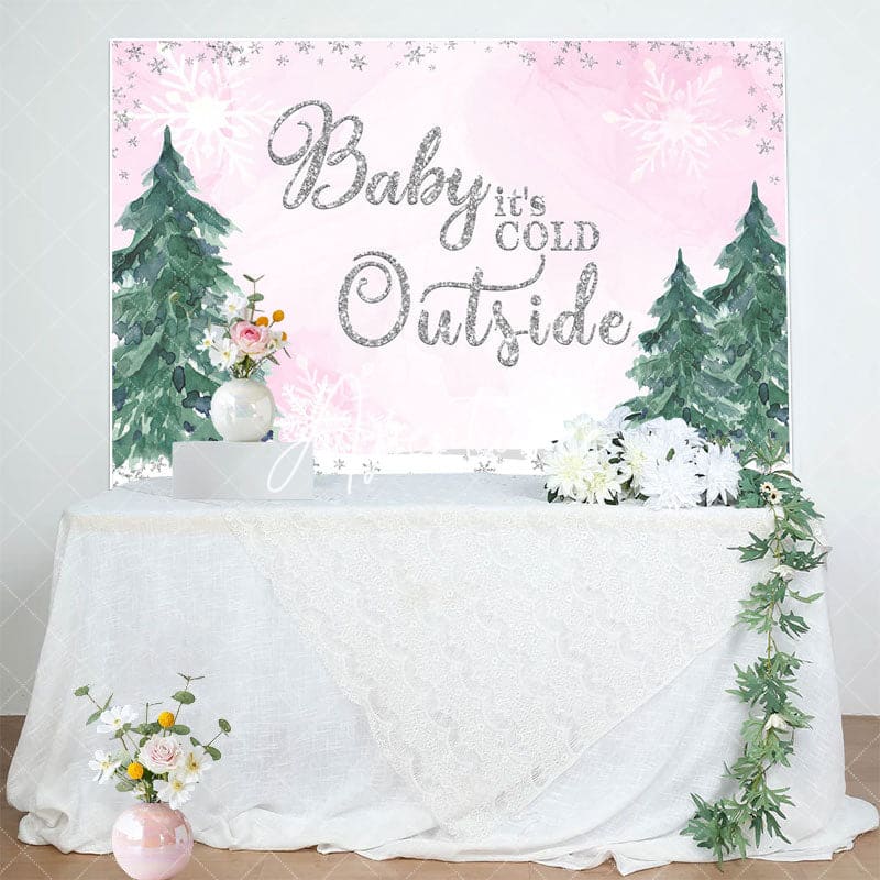 Aperturee - Aperturee Painted Tree Snowflake Baby Its Cold Outside Backdrop