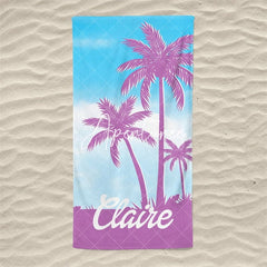 Aperturee - Aperturee Palm Tree Personalized Beach Towel Outside Birthday Gift