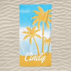 Aperturee - Aperturee Palm Tree Personalized Beach Towel Outside Birthday Gift