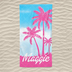 Aperturee - Aperturee Palm Tree Personalized Beach Towel Outside Birthday Gift