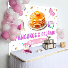 Aperturee - Aperturee Pancakes Pajamas Gold Stars Happy Birthday Backdrop