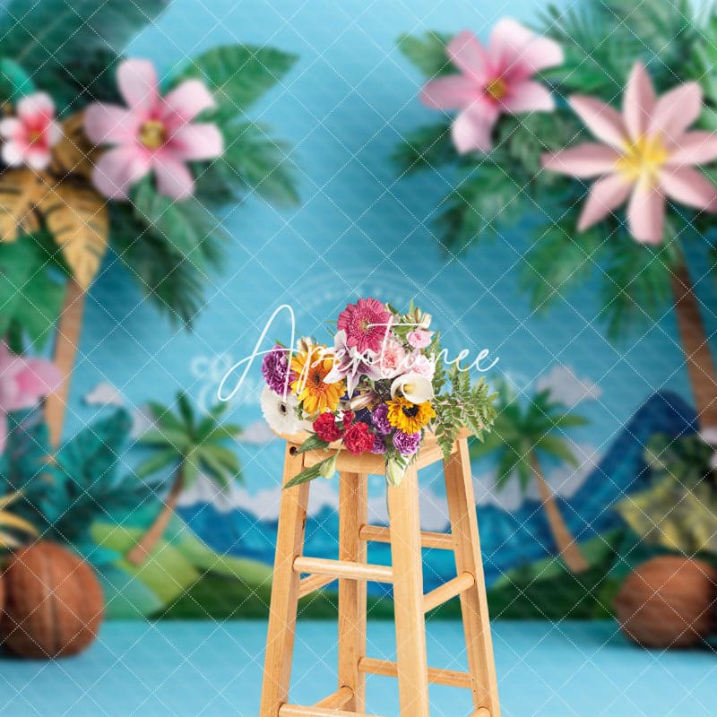 Aperturee - Aperturee Paper Cut Flowers Balloons Hawaii Summer Backdrop